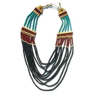 Vintage 1980s 1990s Colorful Reto MCM Large 10 Looped Pooka Shell Necklace